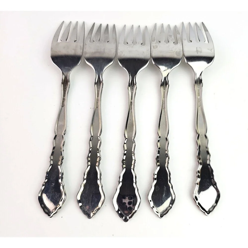Oneida Community Stainless SATINIQUE 5 Salad Forks Brushed Satin Finish